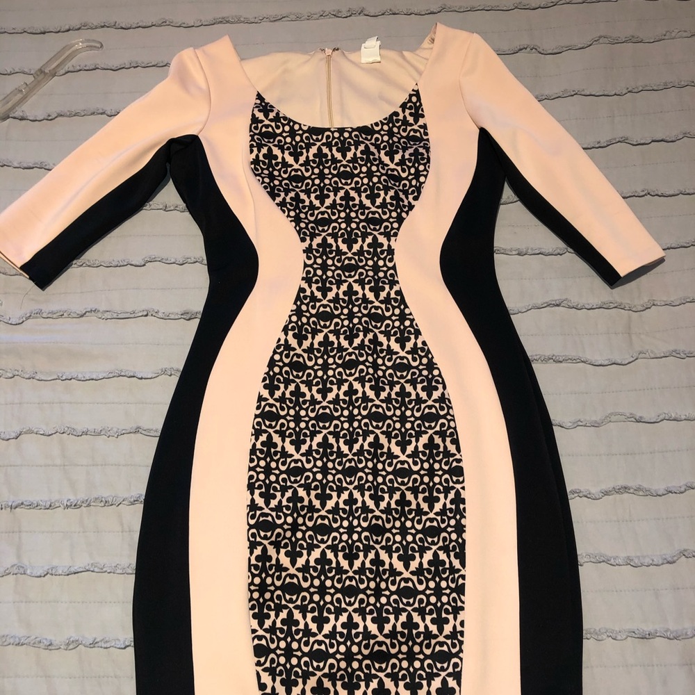 Sangria 3/4 Sleeve Colorblock Sheath Dress